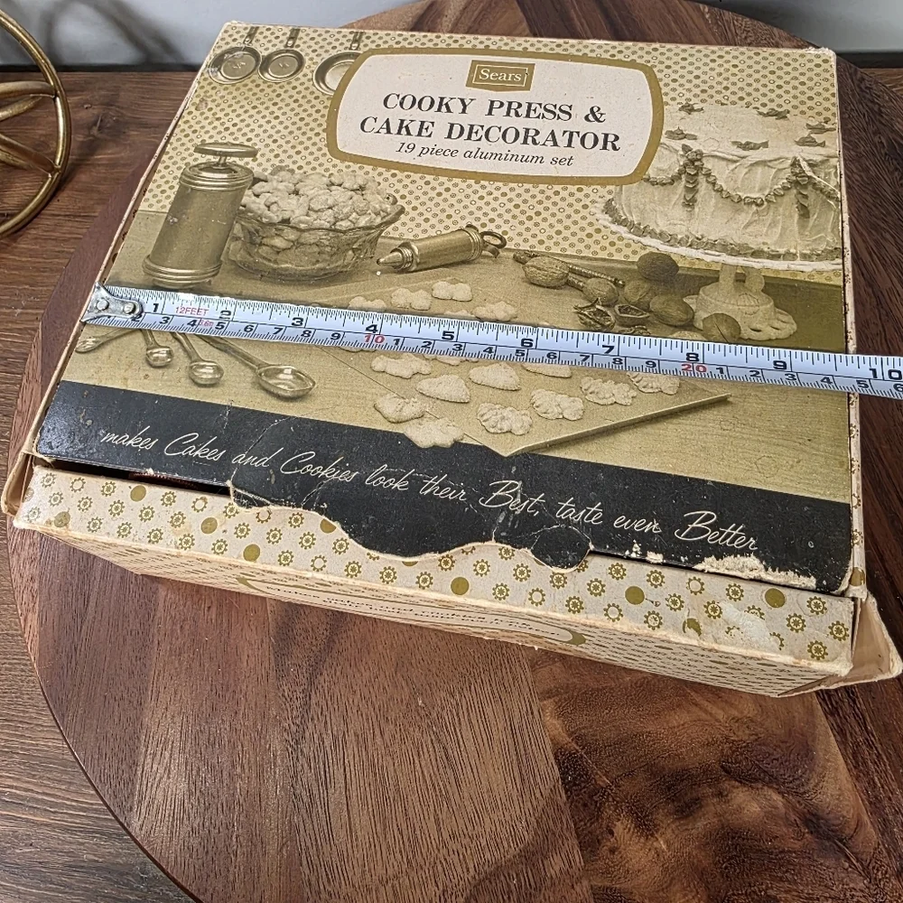 Vintage Sears Cooky Press & Cake Decorator Set Copper and Silver Tone